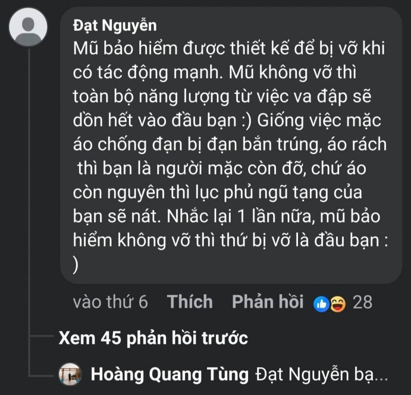 Mũ bảo hiểm vỡ